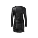 Chic Figure-Hugging Ruffled Faux Leather Dress