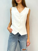 Chic Women's Sleeveless Button Placket Blouse