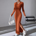 Chic Women's Maxi Dress with V-Neck and Side Slits