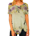 Floral Design Women's Asymmetrical Hem T-Shirt