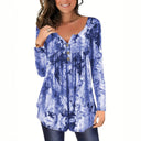 Flowing Women's Long Sleeve Blouse with Button Neckline