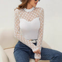 Chic Women's V-Neck Bodysuit with Transparent Dot Design