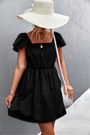 Chic Women's Dress with Statement Sleeves and Elastic Waist