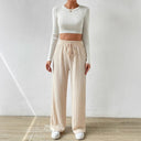 Ribbed Wide-Leg Trousers for Women