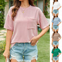 Textured Women's T-Shirt with Pocket Detail