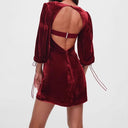 Chic Velvet Puff Sleeve Dress with Square Neck