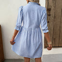 Chic Women's Dress with Stylish Button Placket & Ruffle Accents