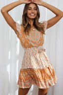 Floral V-Neck Summer Dress with Ruffled Hem
