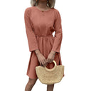 Chic Women's Dress with Adjustable Belt & 3/4 Sleeves