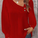 Asymmetric Collar Blouse with Decorative Buttons for Women