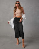 Chic Women's Denim Skirt with Side Slit and Frayed Hem