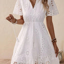 Chic Women's Eyelet Pattern Dress