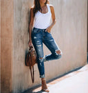 Trendy Destroyed Jean Trousers for Women