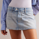 Frayed Hem Women's Denim Skirt - Chic Style