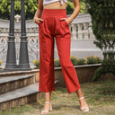 Chic High-Waisted Trousers with Side Pockets for Women