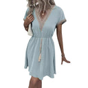 Stylish Women's V-Neck Dress with Waist Tie
