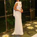 Chic Evening Dress with Asymmetrical Shawl and Flattering Silhouette