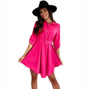Chic Knee-Length Shirt Dress with Waist Belt and Stylish Accents