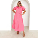 Chic Puff Sleeve Women's Shirt Dress