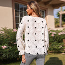 Textured Linen Women's Blouse with Decorative Dots