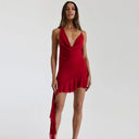 Chic Women's Asymmetrical Mini Dress with Halter Neck Design
