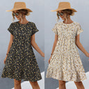 Floral Design Women's Dress with Full Skirt