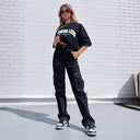 Chic Women's Cargo Pants with Cotton Blend and Ample Pockets