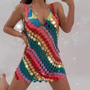 Glamorous Sequin Dress with Deep V-Neck Design