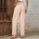 Stylish Women's High-Waisted Pants with Elastic Waistband & Side Pockets