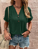 Women's V-Neck Button Placket Tee