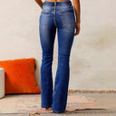 High-Waisted Bootcut Jeans with Stylish Buttons