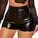 Chic Women's Faux Leather Shorts with Lace Detailing