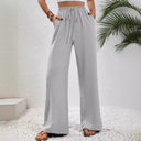 Chic Women's Palazzo Pants with Elastic Waist and Pockets