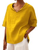 Chic Hooded Linen Blouse for Women