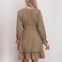 Ruffle Detail V-Neck Women's Dress
