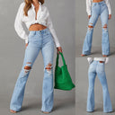 Women's High-Waisted Ripped Flared Jeans