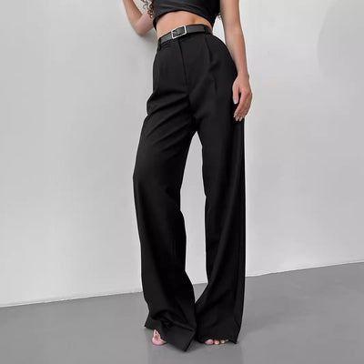 Chic High-Waist Trousers with Crease and Tie Belt