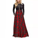 Chic Long Sleeve Maxi Dress in Modern Check