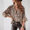 Women's Animal Print Blouse with Gathered Design