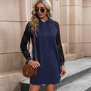 Women's Hooded Dress with Lace Sleeves