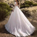 Lace-Embellished Women's Wedding Dress with Flowing Skirt