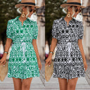 Stylish Short Sleeve Dress with Adjustable Waist Tie