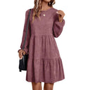 Women's Stylish Dress with Ruffled Hem and Puffed Sleeves