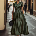 Chic Maxi Dress with Puff Sleeves and Wrap Design