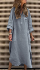 Women's Stylish Midi Dress with Pockets and Chic Side Slits