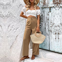 Chic High-Waisted Trousers with Button Accents