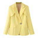 Chic Women's Blazer Jacket with Structured Collar and Shiny Accents