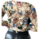 Artistic Print Button-Up Blouse for Women