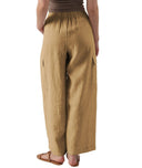 Chic Women's Linen Cargo Pants with High Pockets