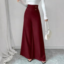 Chic Women's High-Waisted Palazzo Pants with Button Detail